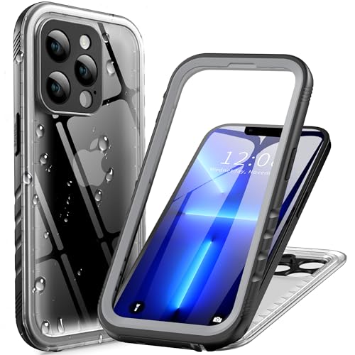 Cozycase TOP IP68 wasserdichte Soßfeste Hülle für iPhone 14 Pro Max Clear 360 Grad Komplettschutz Panzerhülle Outdoor Waterproof Case Staubschutz Vollschutz Baustelle Wasserfest 14 ProMax Handyhülle von Cozycase