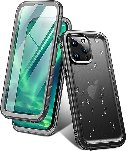 Cozycase wasserdichte Hülle kompatibel mit iPhone 15 Pro Max - mit 9H Panzerglas Displayschutz Panzerhülle [360 Grad komplettschutz][IP68 Unterwasser][kameraschutz] -Schwarzschirmschutz (6,7") von Cozycase