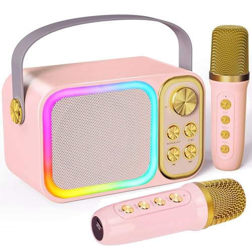 Cozymeow Karaoke Maschine Kinder mit 2 Mikrofonen, Karaoke Anlage mit 7 Stimmeffekten und LED Lichteffekt, Karaoke Set Kinder, Karaoke Box Geschenke für Alter 3-12 Kinder, Jungen, Mädchen, Party von Cozymeow
