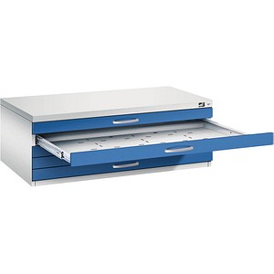 CP 7100 Planschrank lichtgrau, enzianblau 5 Schubladen 110,0 x 76,5 x 42,0 cm von Cp