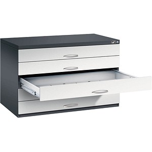 CP 7100 Planschrank schwarzgrau, lichtgrau 5 Schubladen 110,0 x 76,5 x 76,0 cm von Cp