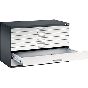 CP 7100 Planschrank schwarzgrau, lichtgrau 8 Schubladen 110,0 x 76,5 x 76,0 cm von Cp