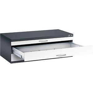 CP 7100 Planschrank schwarzgrau, verkehrsweiß 3 Schubladen 110,0 x 76,5 x 42,0 cm von Cp