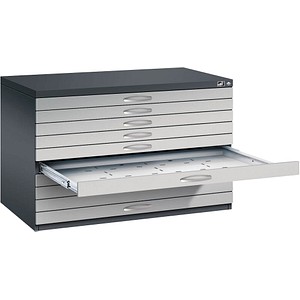 CP 7100 Planschrank schwarzgrau, weißaluminium 10 Schubladen 110,0 x 76,5 x 76,0 cm von Cp