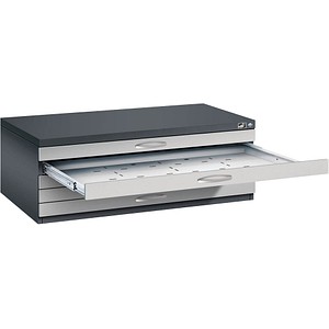 CP 7100 Planschrank schwarzgrau, weißaluminium 5 Schubladen 110,0 x 76,5 x 42,0 cm von Cp