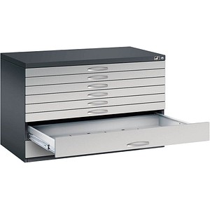 CP 7100 Planschrank schwarzgrau, weißaluminium 8 Schubladen 110,0 x 76,5 x 76,0 cm von Cp