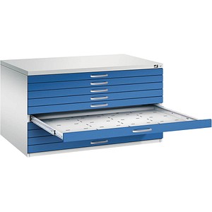 CP 7200 Planschrank lichtgrau, enzianblau 10 Schubladen 135,0 x 96,0 x 76,0 cm von Cp