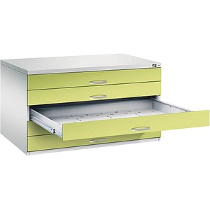 CP 7200 Planschrank clowngrün, lichtgrau 5 Schubladen 135,0 x 96,0 x 76,0 cm von Cp