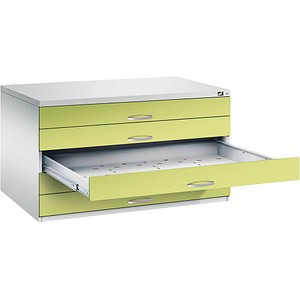 CP 7200 Planschrank lichtgrau, viridingrün 5 Schubladen 135,0 x 96,0 x 76,0 cm von Cp