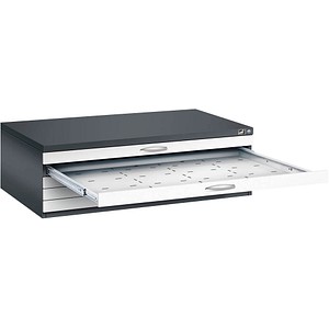 CP 7200 Planschrank schwarzgrau, verkehrsweiß 5 Schubladen 135,0 x 96,0 x 42,0 cm von Cp