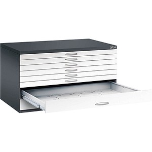 CP 7200 Planschrank schwarzgrau, verkehrsweiß 8 Schubladen 135,0 x 96,0 x 76,0 cm von Cp