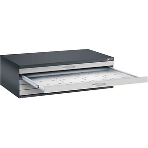 CP 7200 Planschrank schwarzgrau, weißaluminium 5 Schubladen 135,0 x 96,0 x 42,0 cm von Cp