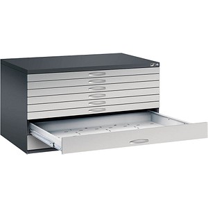 CP 7200 Planschrank schwarzgrau, weißaluminium 8 Schubladen 135,0 x 96,0 x 76,0 cm von Cp