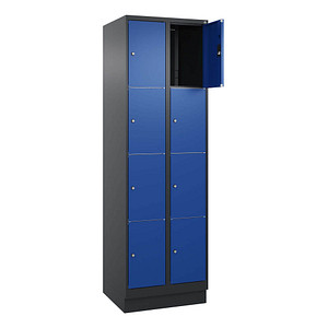 CP Schließfachschrank Classic PLUS enzianblau, schwarzgrau 080020-204 S10035, 8 Schließfächer 60,0 x 50,0 x 185,0 cm von Cp