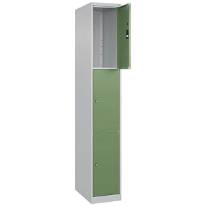 CP Schließfachschrank Classic Plus lichtgrau, resedagrün 080000-103 S10006, 3 Schließfächer 30,0 x 50,0 x 185,0 cm von Cp