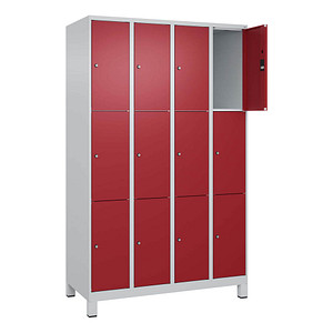 CP Schließfachschrank Classic Plus lichtgrau, rubinrot 080010-403 S10001, 12 Schließfächer 120,0 x 50,0 x 195,0 cm von Cp