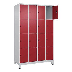 CP Schließfachschrank Classic Plus lichtgrau, rubinrot 080010-404 S10001, 16 Schließfächer 120,0 x 50,0 x 195,0 cm von Cp