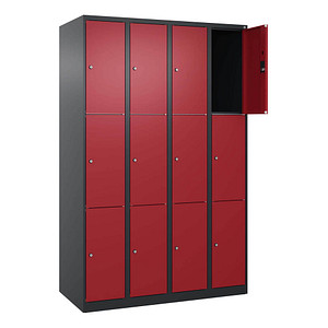 CP Schließfachschrank Classic Plus rubinrot, schwarzgrau 080000-403 S10034, 12 Schließfächer 120,0 x 50,0 x 185,0 cm von Cp