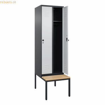 CP Spind Classic PLUS 2 Abteile 2120x600x815mm schwarzgrau/lichtgrau CP Spind Classic PLUS 2 Abteile 2120x600x815mm schwarzgrau/lichtgrau von Cp
