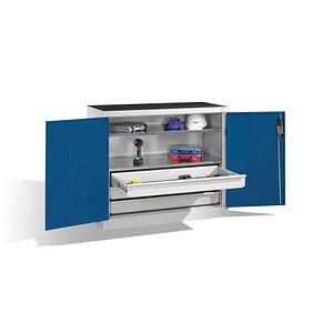 CP Stahlschrank 8830-5035 S10136 lichtgrau, enzianblau 120,0 x 40,0 x 100,0 cm, aufgebaut von Cp