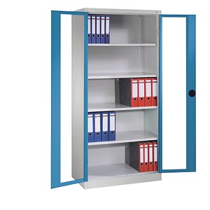 CP Stahlschrank 8920-055 S10118 lichtgrau, lichtblau, Acrylglas 93,0 x 40,0 x 195,0 cm, aufgebaut von Cp