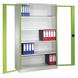 CP Stahlschrank 8930-055 S10100 lichtgrau, viridingrün, Acrylglas 120,0 x 40,0 x 195,0 cm, aufgebaut von Cp