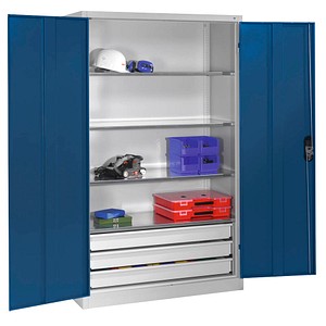 CP Stahlschrank 8931-503 S10422 lichtgrau, enzianblau 120,0 x 50,0 x 195,0 cm, aufgebaut von Cp