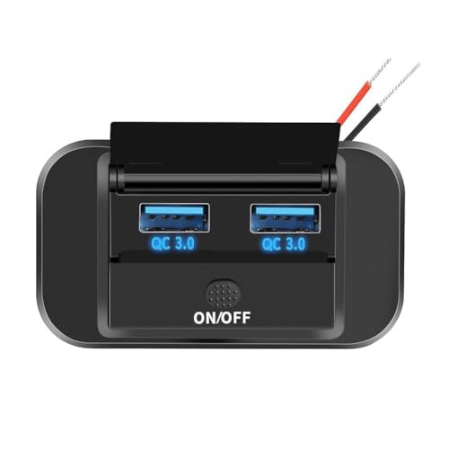Cpolebev 1 Stück Dual-USB-PD-Typ-C-Schnellladesteckdose Schwarz Aus ABS 12V/24V QC3.0-Netzadapter Modifizierte Steckdose mit Ein/Aus-Schalter für Auto, Boot, Wohnmobil Cpolebev 1 Stück Dual-USB-PD-Typ-C-Schnellladesteckdose Schwarz Aus ABS 12V/24V QC3.0-Netzadapter Modifizierte Steckdose mit Ein/Aus-Schalter für Auto, Boot, Wohnmobil von Cpolebev