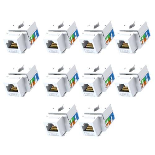 Cpolebev 10 Stück Cat6-Buchse, Ethernet-Punch-Down-Anschluss, Wandadapter, 90-Grad-Modulkoppler, Kompatibel mit Cat5/5e/6 von Cpolebev