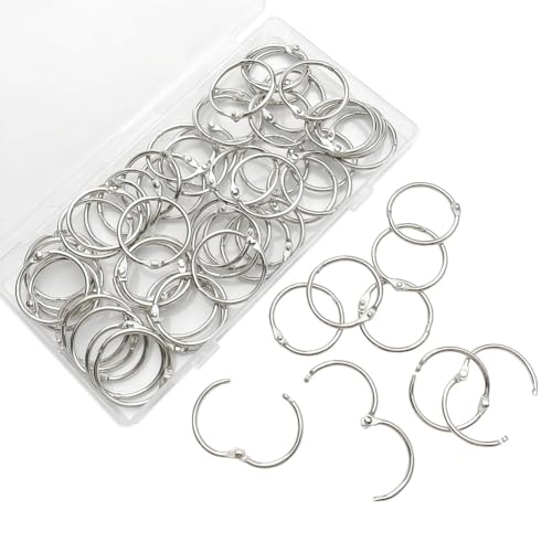 Cpolebev 60 Stück Loseblatt-Binderringe 1-Bürobuchringe, Vernickelte Stahlbinderringe, Schlüsselanhänger, Metallbuchringe Cpolebev 60 Stück Loseblatt-Binderringe 1-Bürobuchringe, Vernickelte Stahlbinderringe, Schlüsselanhänger, Metallbuchringe von Cpolebev