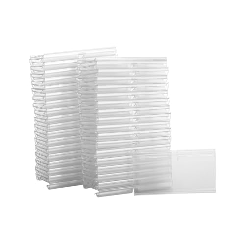 Cpolebev 70 StüCk 8X4,2Cm Durchsichtige Kunststoff Etiketten Halter für Draht Regal Einzelhandel Preis Etiketten Korb Etiketten Clip auf Etiketten für Lagerung BehäLter von Cpolebev