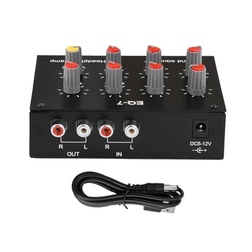 Cpolebev DC5-12V 7-Band-Sound-Equalizer, Hoch-/Mittelbass-Anpassung, Digitaler Equalizer, Einstellbarer Audio-Vorverstärker für Ohrhörer von Cpolebev