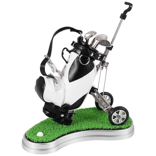 Cpolebev Golf Stifte mit Golf Halter, Neuheit Geschenke mit 3 StüCke Aluminium Stift Schreibtisch Golf Tasche Bleistift Halter von Cpolebev