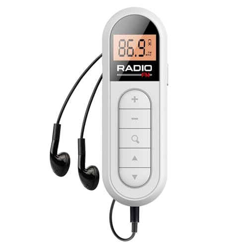Cpolebev Mini-FM-Radio 300mAh Wiederaufladbar, Tragbares 76-108MHZ-Radio mit Hintergrundbeleuchtetem LCD-Display, Kabelgebundenen 3,5mm-Kopfhörern, Einfach zu Bedienen, Feine Verarbeitung. von Cpolebev