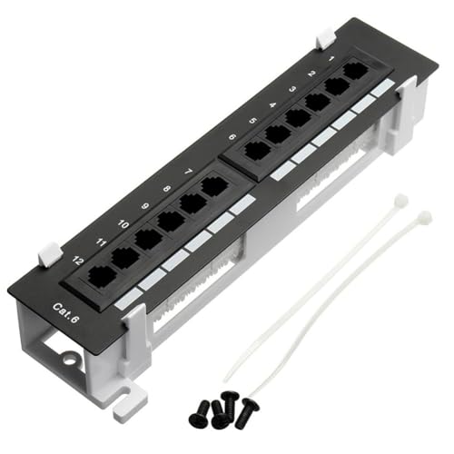 Cpolebev Netzwerk-Toolkit, 12-Port CAT6-Patchpanel, RJ45-Netzwerk-Wandmontage-Rack mit Oberflächen-Wandmontagehalterung, Einfache Installation Cpolebev Netzwerk-Toolkit, 12-Port CAT6-Patchpanel, RJ45-Netzwerk-Wandmontage-Rack mit Oberflächen-Wandmontagehalterung, Einfache Installation von Cpolebev