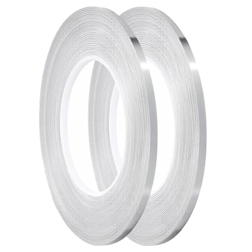 Cpolebev Selbstklebendes Bastelstreifenband für Geschenkverpackungen, 2 Rollen, Je 1/5 X 55 Yd (Silber) von Cpolebev