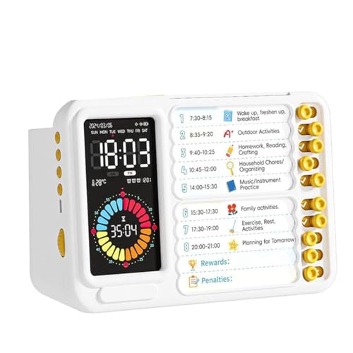Cpolebev Visueller Timer für Kinder und Erwachsene, ADHS-Timer mit Planungstafel für Zeitpläne, Aufgaben-Timer für Kleinkinder, Visueller Timer, Leiser Timer von Cpolebev