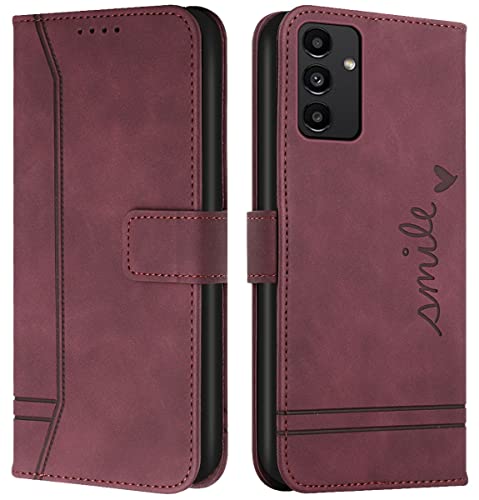 Cqkob Handyhülle für Samsung Galaxy A13 5G Lederhülle mit Magnetverschluss - Schutzhülle mit Kartenfach, Geldhalter und verstellbarem Klappständer Handytasche ,Burgunderrot Cqkob Handyhülle für Samsung Galaxy A13 5G Lederhülle mit Magnetverschluss - Schutzhülle mit Kartenfach, Geldhalter und verstellbarem Klappständer Handytasche ,Burgunderrot von Cqkob