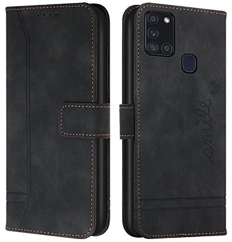 Cqkob Handyhülle für Samsung Galaxy A21S Lederhülle mit Magnetverschluss - Schutzhülle mit Kartenfach, Geldhalter und verstellbarem Klappständer Handytasche ,Schwarz Cqkob Handyhülle für Samsung Galaxy A21S Lederhülle mit Magnetverschluss - Schutzhülle mit Kartenfach, Geldhalter und verstellbarem Klappständer Handytasche ,Schwarz von Cqkob