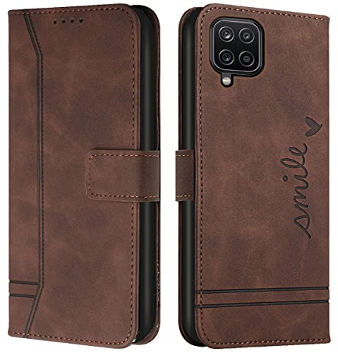Cqkob Handyhülle für Samsung Galaxy A22 5G Lederhülle mit Magnetverschluss - Schutzhülle mit Kartenfach, Geldhalter und verstellbarem Klappständer Handytasche ,Kaffee von Cqkob