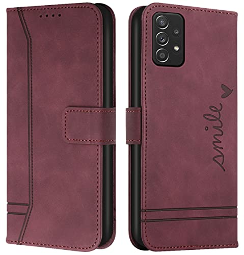 Cqkob Handyhülle für Samsung Galaxy A32 5G Lederhülle mit Magnetverschluss - Schutzhülle mit Kartenfach, Geldhalter und verstellbarem Klappständer Handytasche ,Burgunderrot Cqkob Handyhülle für Samsung Galaxy A32 5G Lederhülle mit Magnetverschluss - Schutzhülle mit Kartenfach, Geldhalter und verstellbarem Klappständer Handytasche ,Burgunderrot von Cqkob