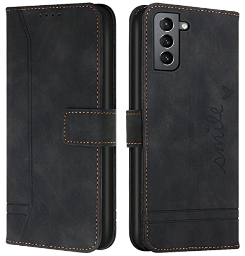 Cqkob Handyhülle für Samsung Galaxy S21 Plus/S21+ Lederhülle mit Magnetverschluss - Schutzhülle mit Kartenfach, Geldhalter und verstellbarem Klappständer Handytasche ,Schwarz Cqkob Handyhülle für Samsung Galaxy S21 Plus/S21+ Lederhülle mit Magnetverschluss - Schutzhülle mit Kartenfach, Geldhalter und verstellbarem Klappständer Handytasche ,Schwarz von Cqkob