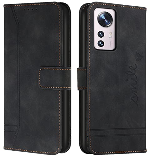 Cqkob Handyhülle für Xiaomi 12 Pro Lederhülle mit Magnetverschluss - Schutzhülle mit Kartenfach, Geldhalter und verstellbarem Klappständer Handytasche ,Schwarz Cqkob Handyhülle für Xiaomi 12 Pro Lederhülle mit Magnetverschluss - Schutzhülle mit Kartenfach, Geldhalter und verstellbarem Klappständer Handytasche ,Schwarz von Cqkob