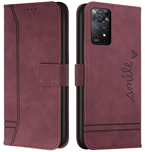 Cqkob Handyhülle für Xiaomi Redmi Note 11 Pro Lederhülle mit Magnetverschluss - Schutzhülle mit Kartenfach, Geldhalter und verstellbarem Klappständer Handytasche ,Burgunderrot Cqkob Handyhülle für Xiaomi Redmi Note 11 Pro Lederhülle mit Magnetverschluss - Schutzhülle mit Kartenfach, Geldhalter und verstellbarem Klappständer Handytasche ,Burgunderrot von Cqkob