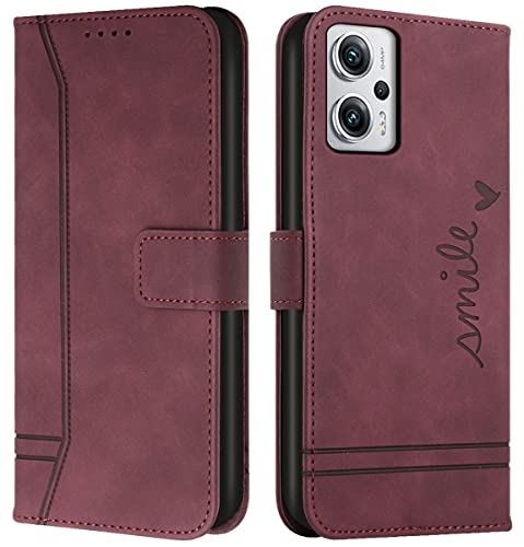 Cqkob Handyhülle für Xiaomi Redmi Note 11T Pro/ Note 11T Pro+ Lederhülle mit Magnetverschluss - Schutzhülle mit Kartenfach, Geldhalter und verstellbarem Klappständer Handytasche ,Burgunderrot Cqkob Handyhülle für Xiaomi Redmi Note 11T Pro/ Note 11T Pro+ Lederhülle mit Magnetverschluss - Schutzhülle mit Kartenfach, Geldhalter und verstellbarem Klappständer Handytasche ,Burgunderrot von Cqkob