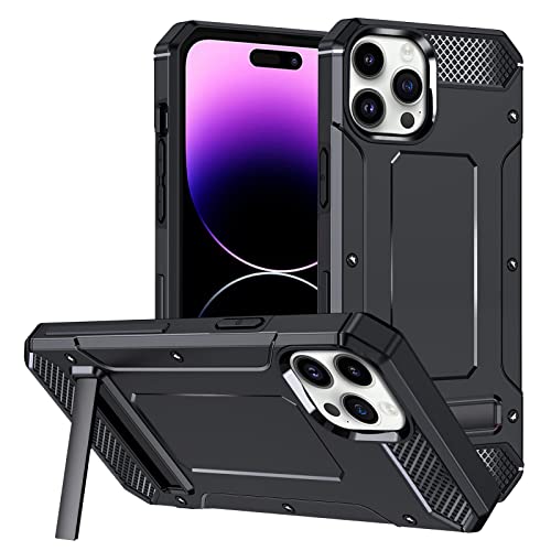 Cqkob Hülle Kompatibel mit iPhone 14 Pro, doppellagig stoßfest Schutzhülle,Mit klappbarem Ständer,mit Kameraschutz Militärschutz Stoßfest rutschfest Ganzkörperschutz Handyhülle-Schwarz Cqkob Hülle Kompatibel mit iPhone 14 Pro, doppellagig stoßfest Schutzhülle,Mit klappbarem Ständer,mit Kameraschutz Militärschutz Stoßfest rutschfest Ganzkörperschutz Handyhülle-Schwarz von Cqkob