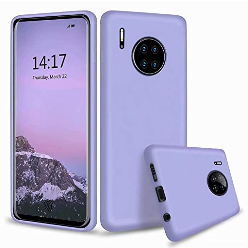 CRABOT Compatible with Huawei Mate 30 Pro Flüssiges Silikon Hülle Gelkautschuk Stoßfest Fall+1*(Kostenlose Displayschutzfolie) Weicher Anti-Fall Kratzfest Telefonhülle(Lila) von Crabot