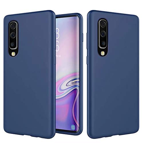 CRABOT Compatible with Samsung Galaxy A50 Flüssiges Silikon Hülle Gelkautschuk Stoßfest Fall+1*(Kostenlose Displayschutzfolie) Weicher Anti-Fall Kratzfest Telefonhülle(Blau) von Crabot