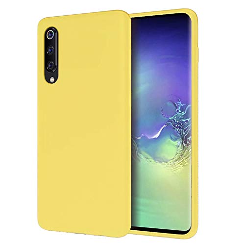 CRABOT Compatible with Xiaomi Mi 9 SE Flüssiges Silikon Hülle Gelkautschuk Stoßfest Fall+1*(Kostenlose Displayschutzfolie) Weicher Anti-Fall Kratzfest Telefonhülle(Gelb) von Crabot