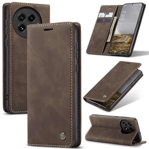 Cracedily Handyhülle für OnePlus 13 Hülle, Klapphülle Premium Lederhülle Klappbar Flip Case Tasche Magnet Kartenfach Standfunktion Klapphülle Schutzhülle für OnePlus 13, Kaffee von Cracedily
